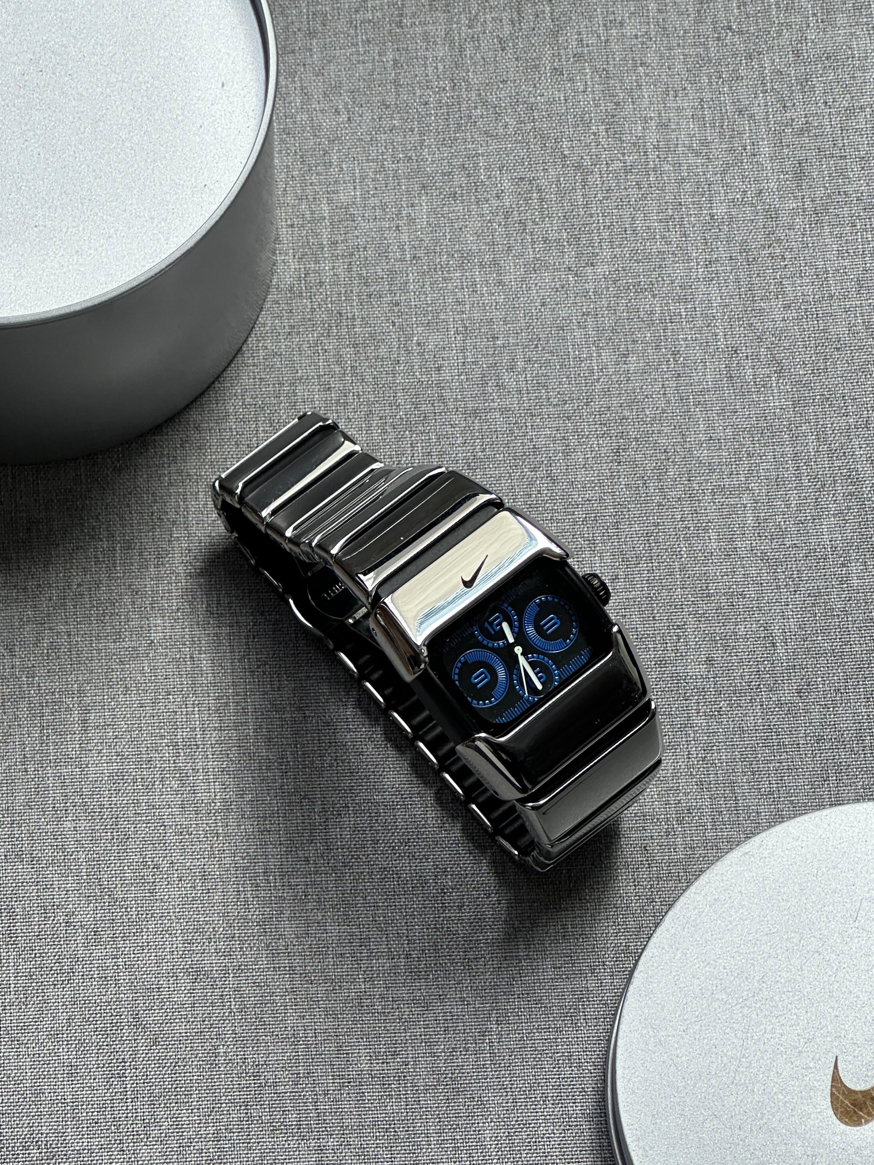 Nike D-Line Shiny Silver Analogue Watch with Blue Dial | Rare