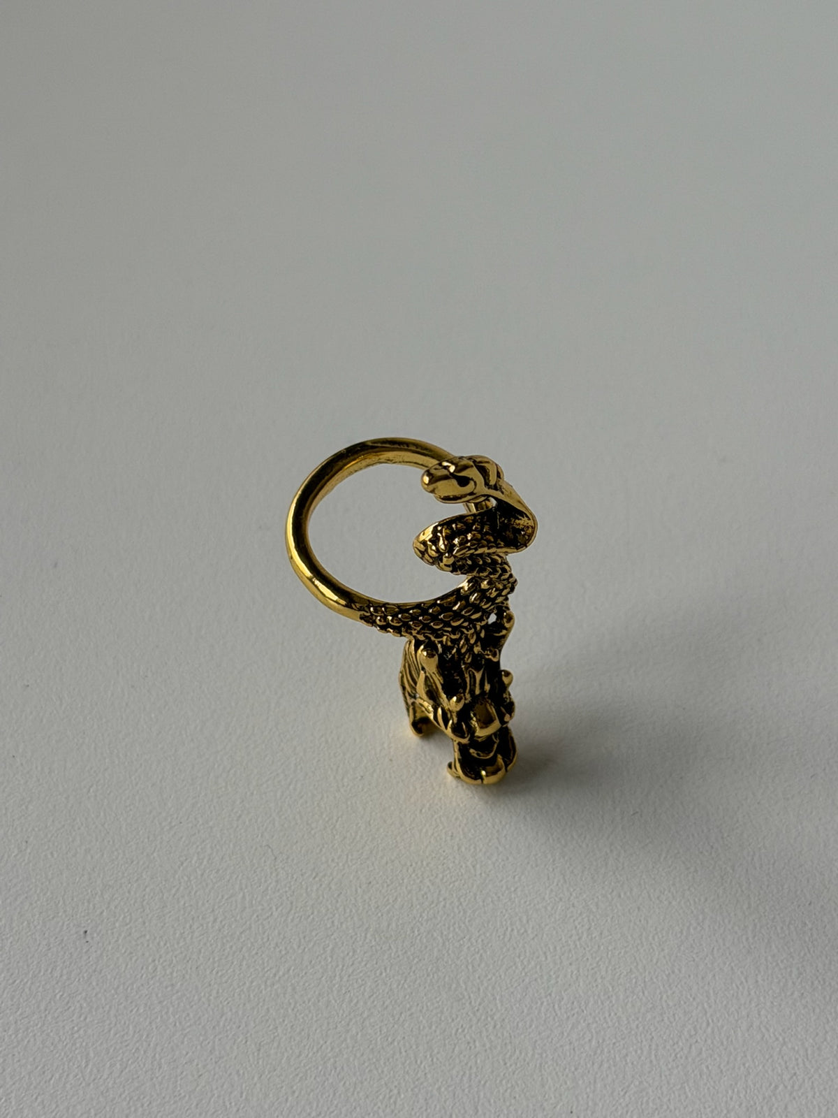 Vintage Dragon Cigarette Holder Ring – Antique Gold Adjustable Statement Ring