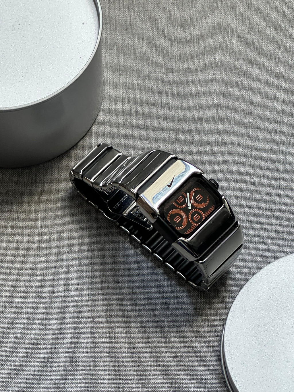 Nike D-Line Shiny Silver Analogue Watch with Orange Dial | Rare Collectible | Unisex Retro Sports Timepiece