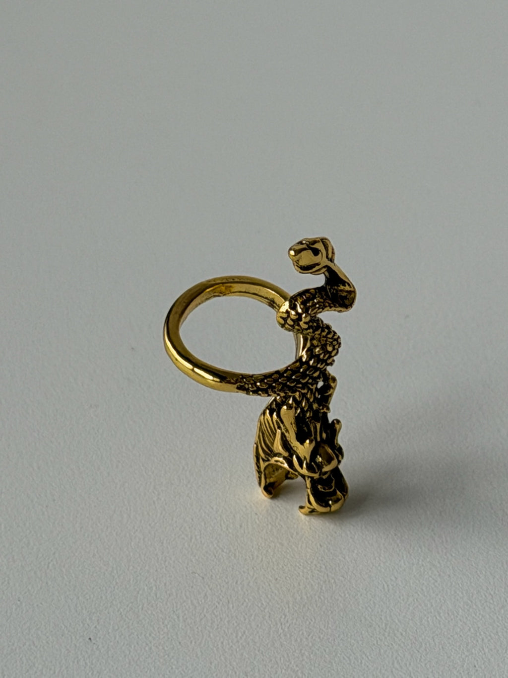 Vintage Dragon Cigarette Holder Ring – Antique Gold Adjustable Statement Ring