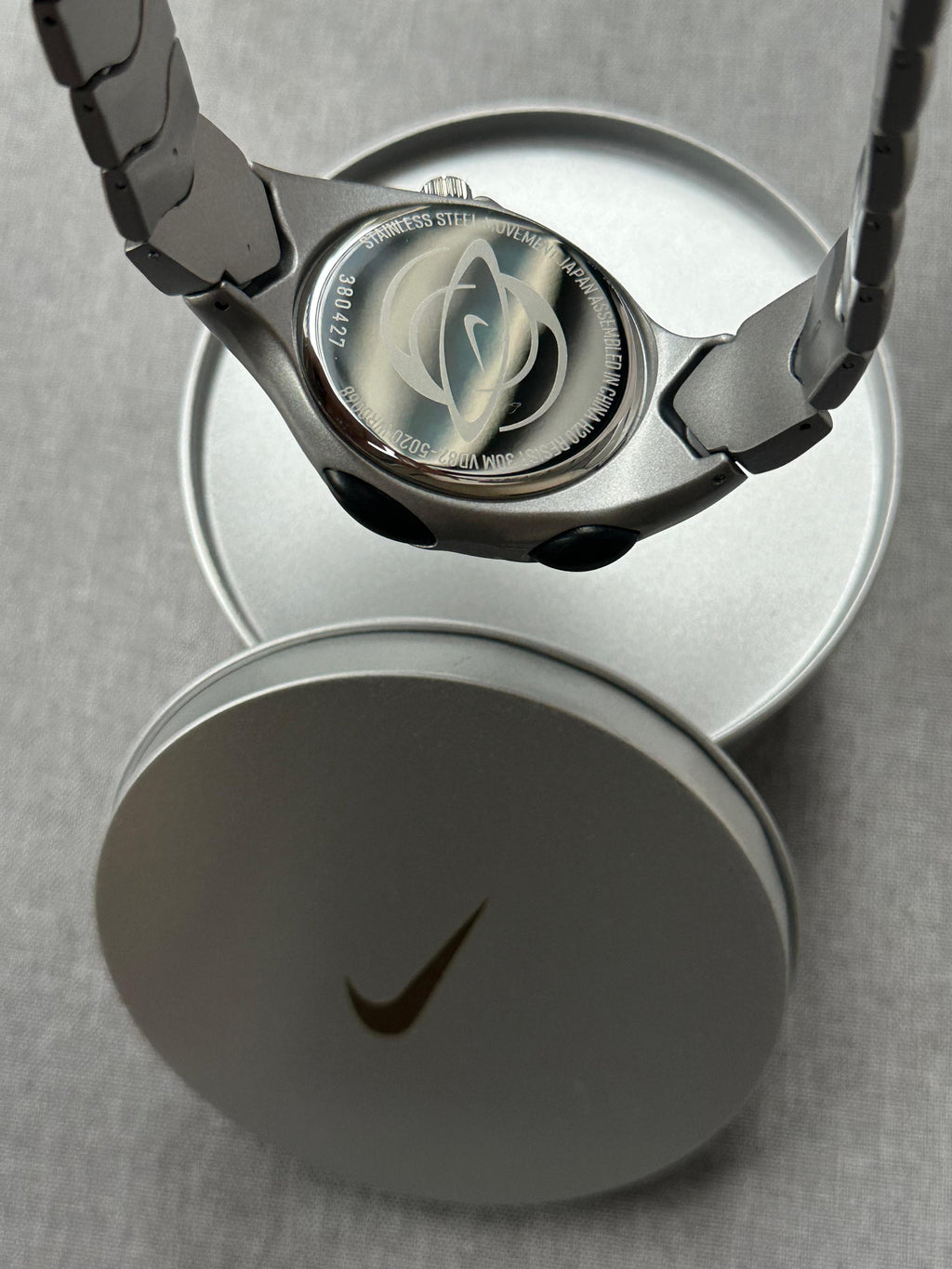 Nike Triax Chronograph Watch Matte Silver – Vintage Grey Stainless Steel Sports Watch, Rare Collectible Timepiece