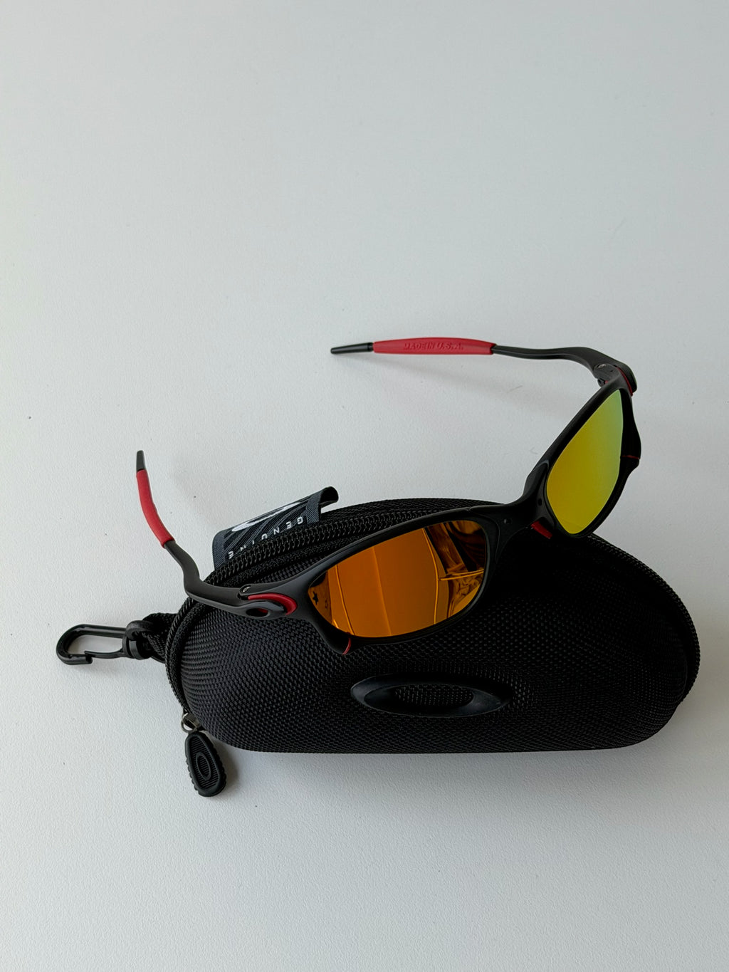 Vintage Oakley Juliet 2.0 – Black & Red Frame / Fire Orange Mirror Lens