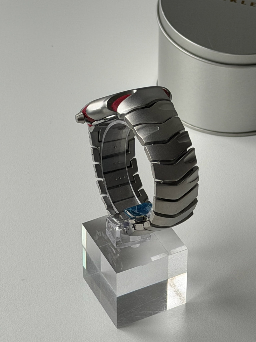 Oakley Blade Watch – Red dial Silver Matte Stainless Steel, Swiss Movement, Collectible Men’s Watch