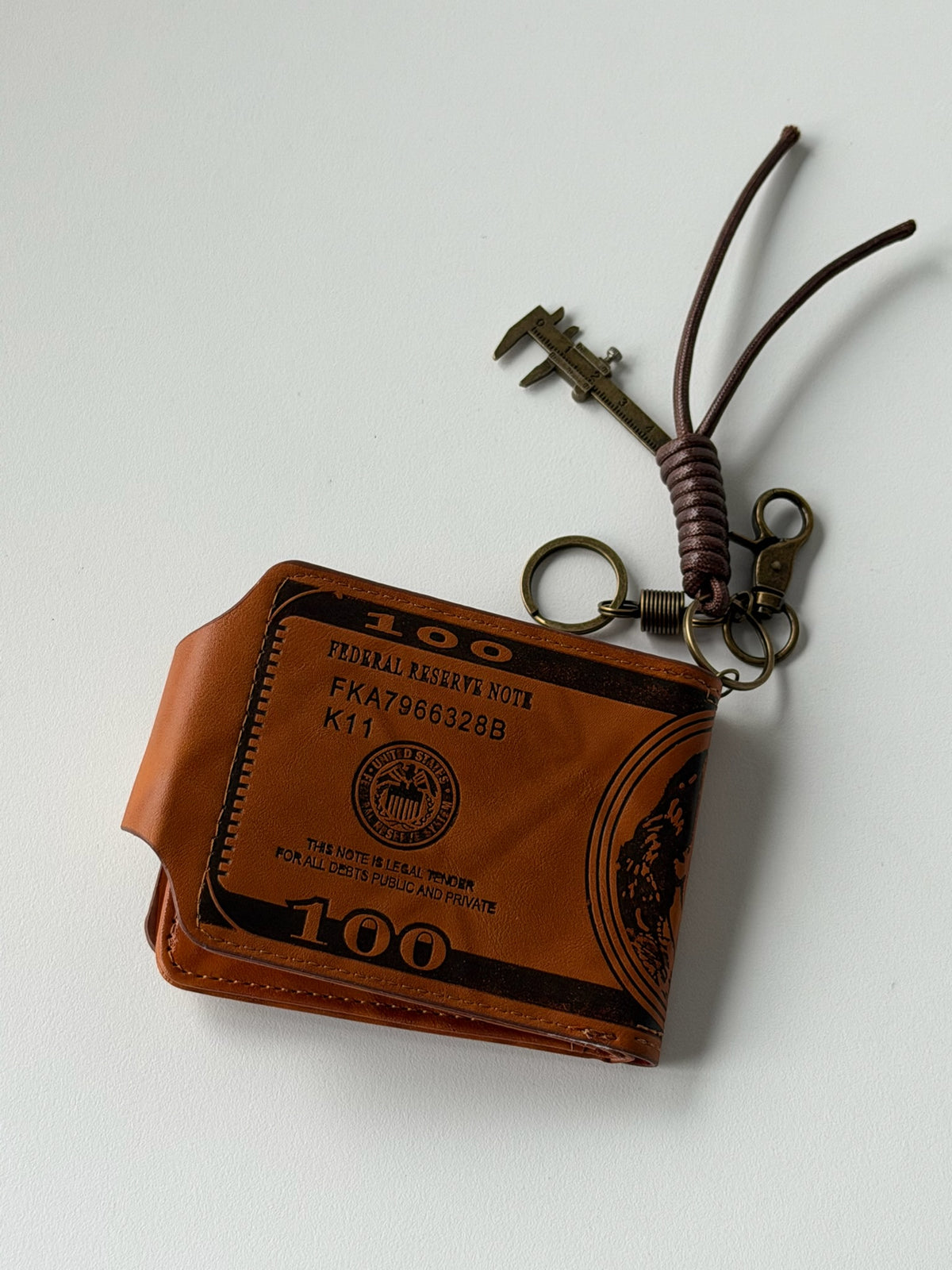 Y2K $100 Bill Clip-On Utility Wallet – Brown