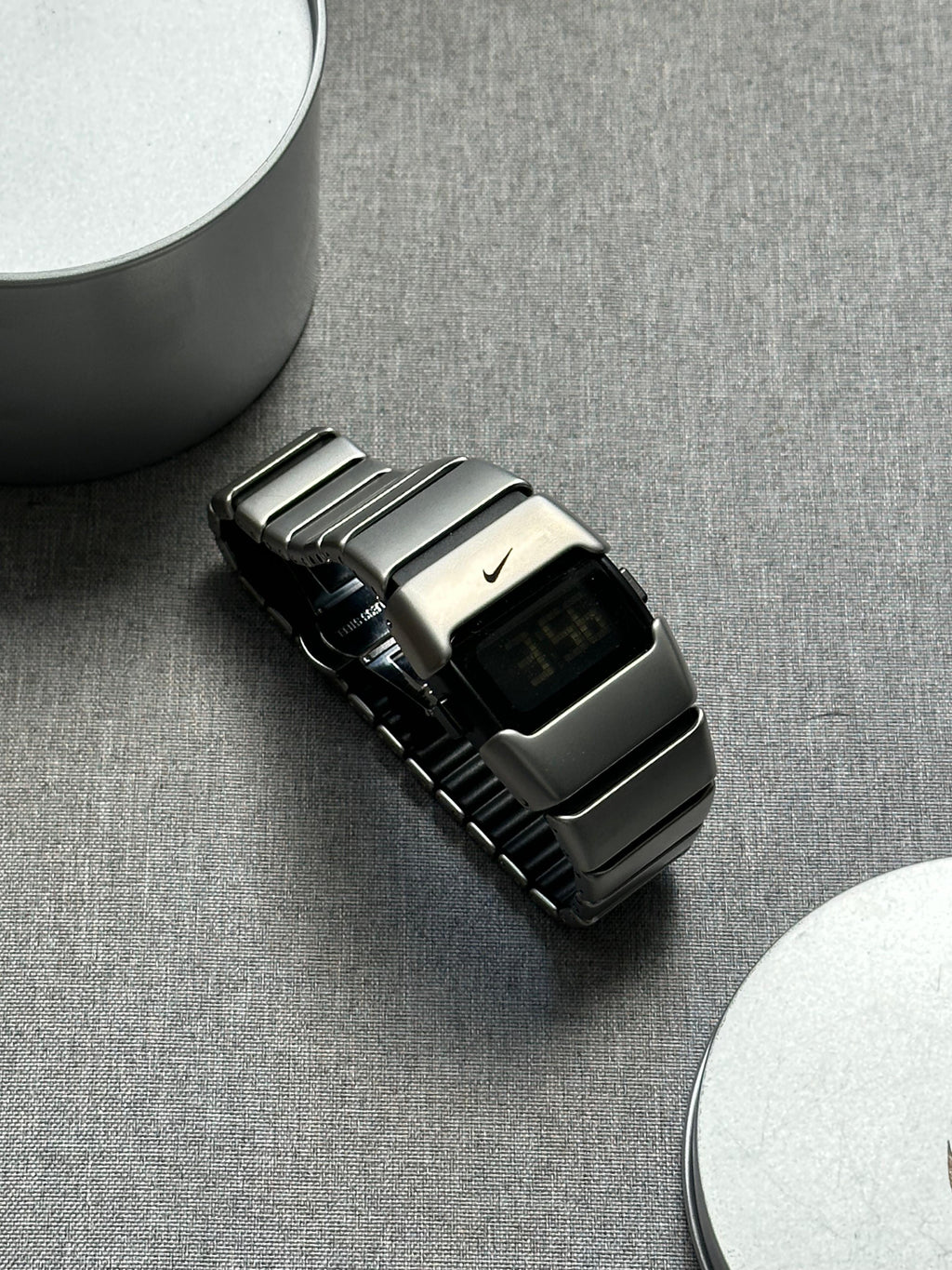 Nike D-Line Satin Silver Digital Watch | Rare Collectible | Unisex Retro Sports Timepiece