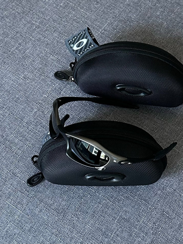 Vintage Oakley Sunglasses: Polished Charcoal Frame, Black Lenses with Case