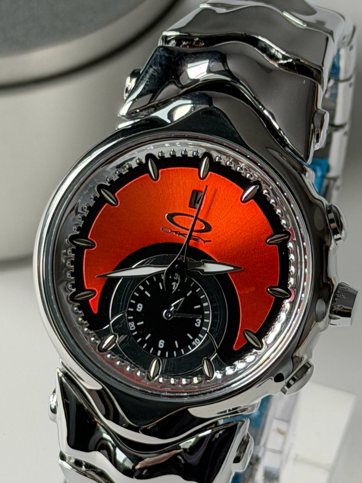 Oakley Judge Watch – Gloss Silver / Orange Dial