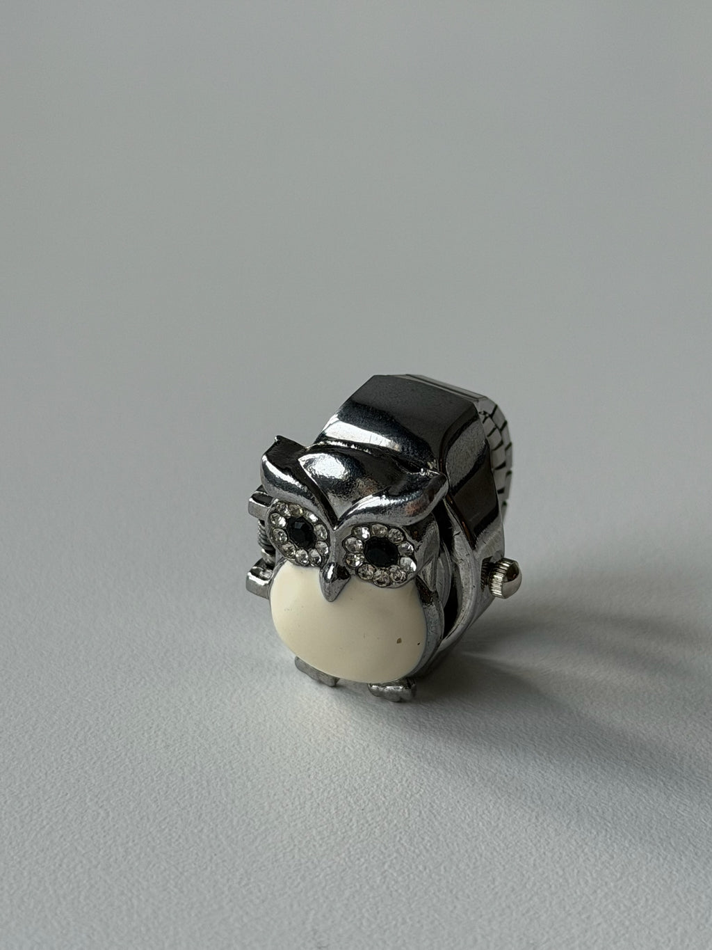 Moonlit Owl Ring Watch – Crystal Owl Adjustable Finger Watch | Vintage Y2K Statement Jewellery