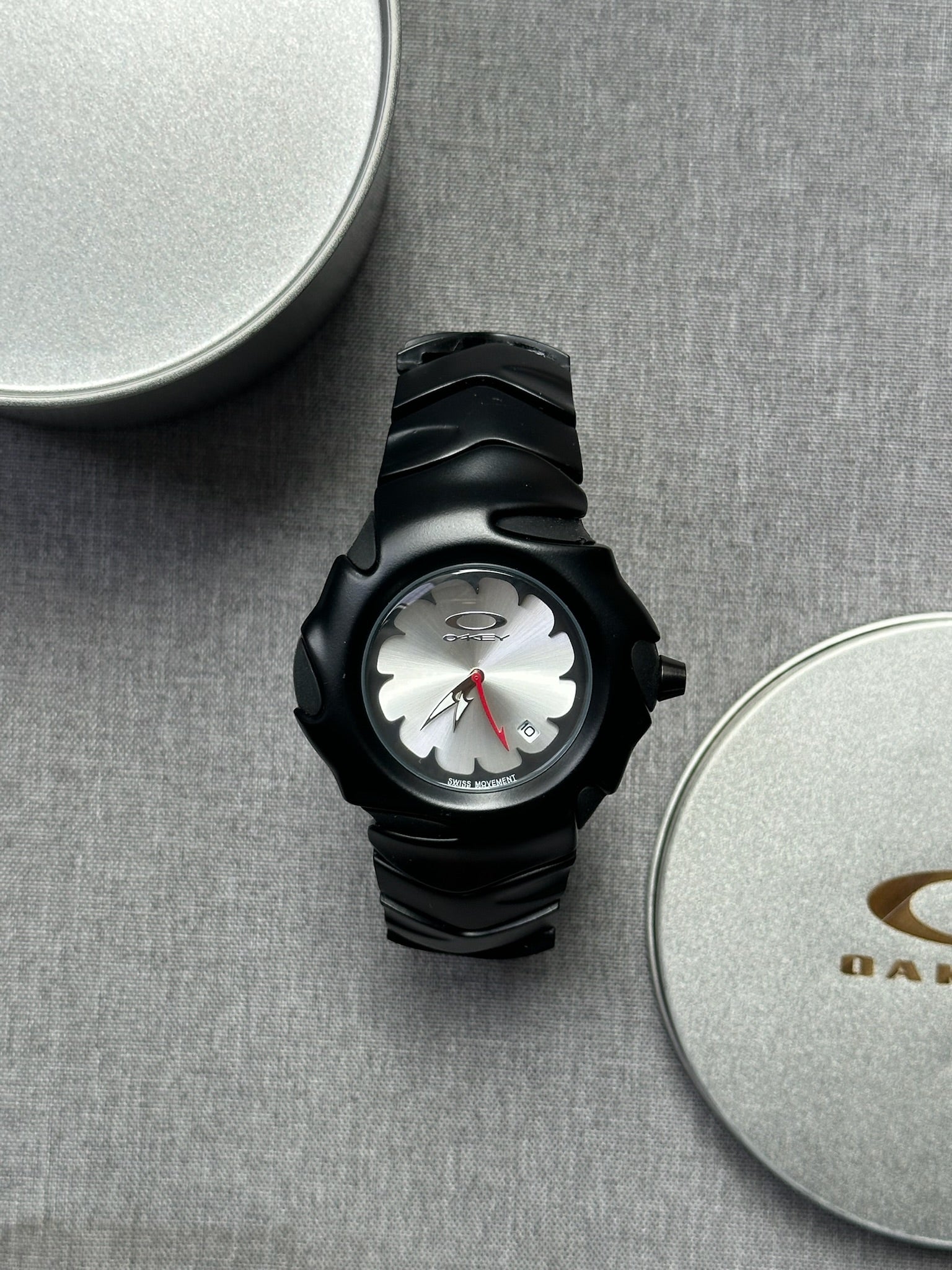 Oakley Blade Watch – White dial Black matte Stainless Steel, Swiss Movement, Collectible Men’s Watch