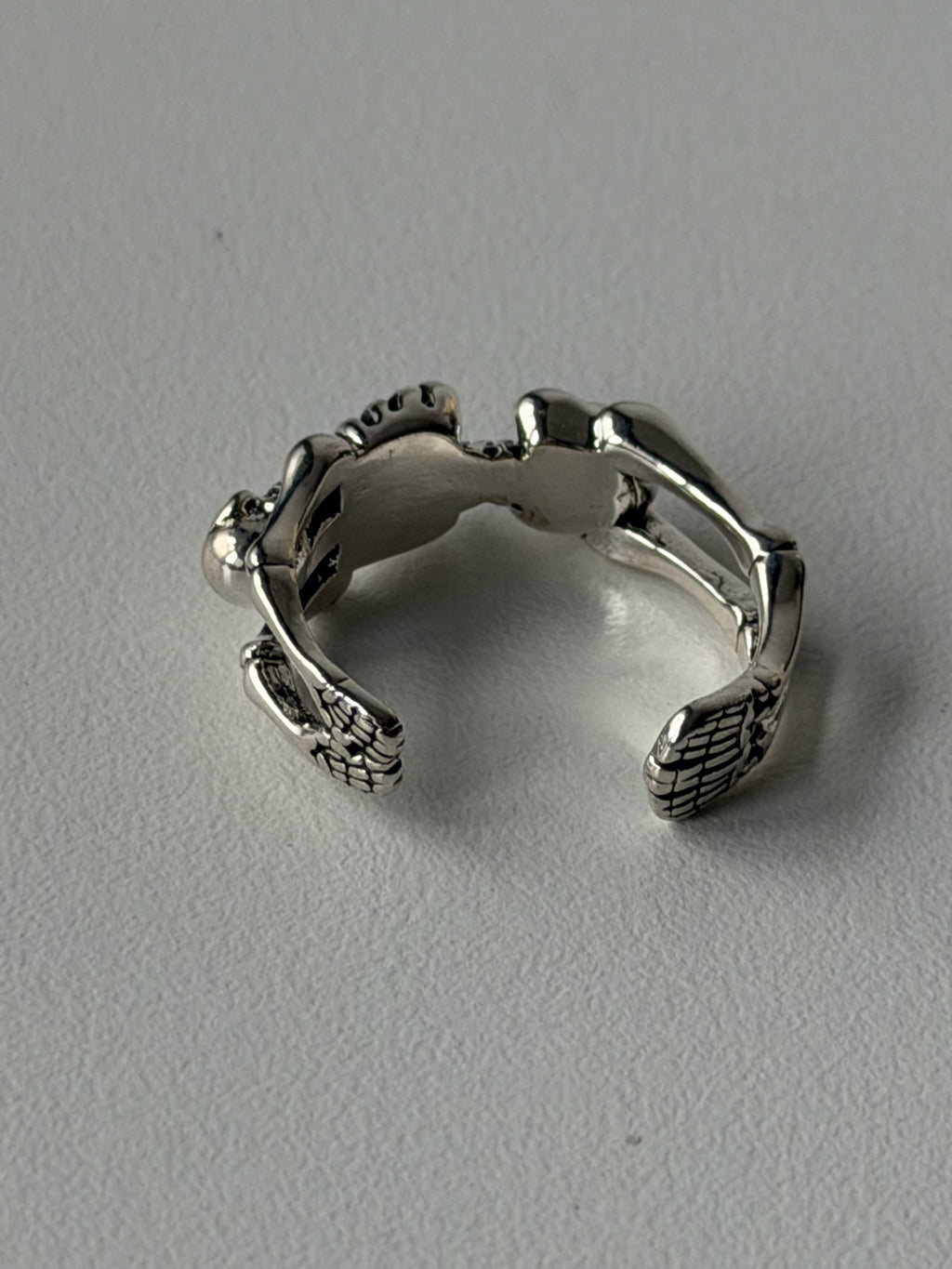 Vintage Skeleton Ring – Adjustable Silver Punk Gothic Bone Ring