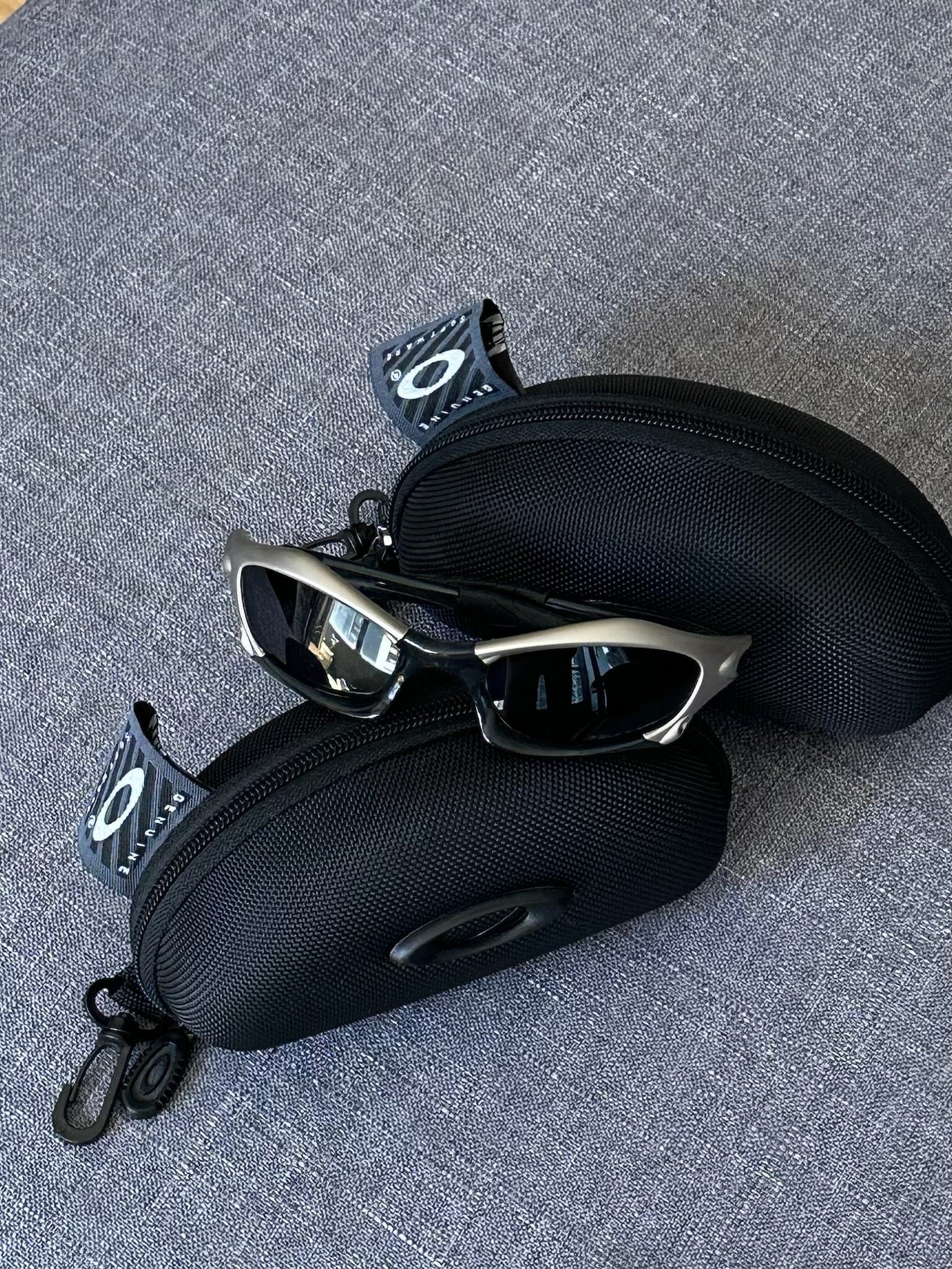 Vintage Oakley Sunglasses: Polished SILVER Frame, Black Lenses - Vintage Collectible