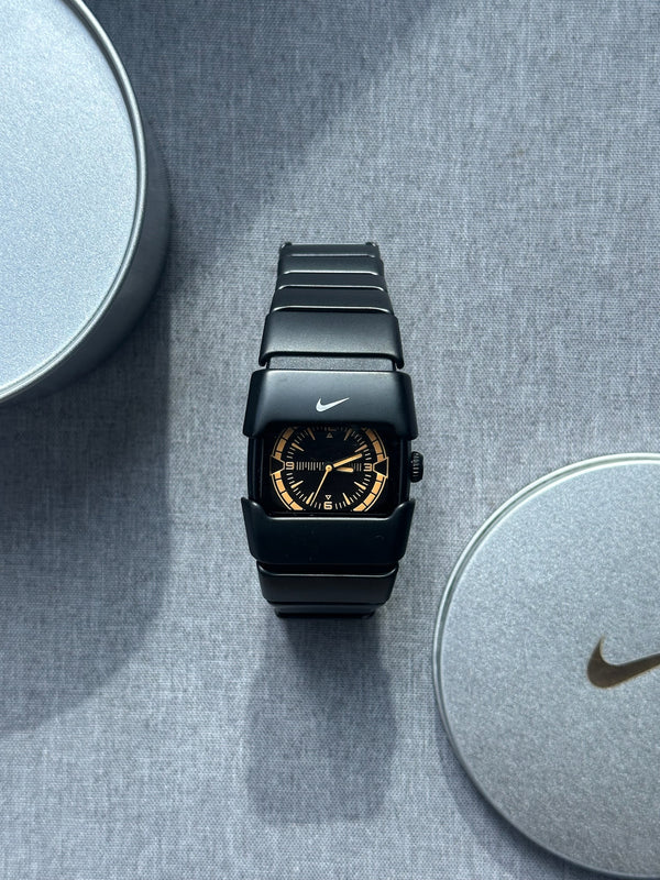 Nike D-Line Matte Black Analogue Watch with Orange Dial | Rare Collectible | Unisex Retro Sports Timepiece