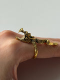 Vintage Dragon Cigarette Holder Ring – Antique Gold Adjustable Statement Ring