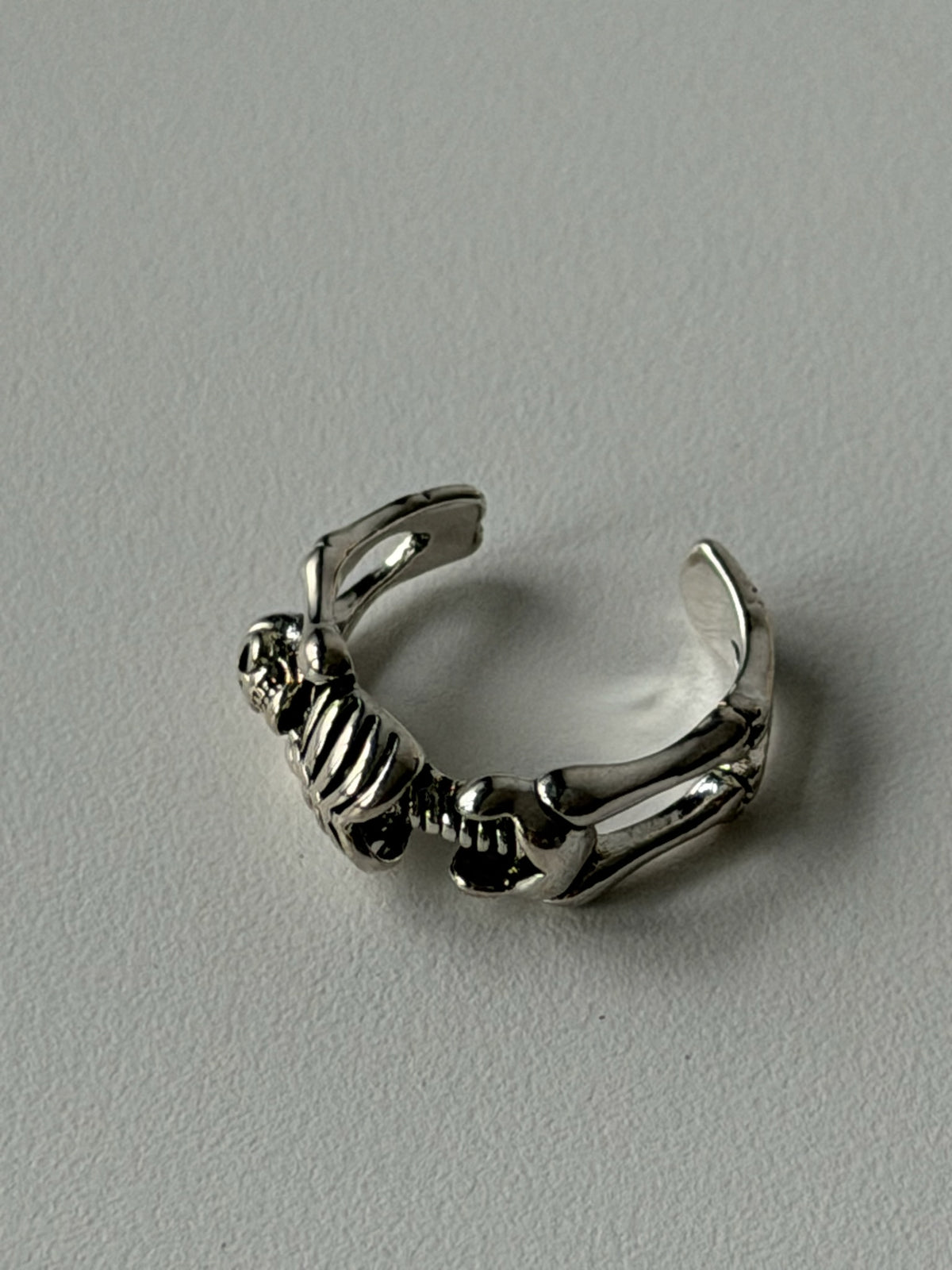 Vintage Skeleton Ring – Adjustable Silver Punk Gothic Bone Ring