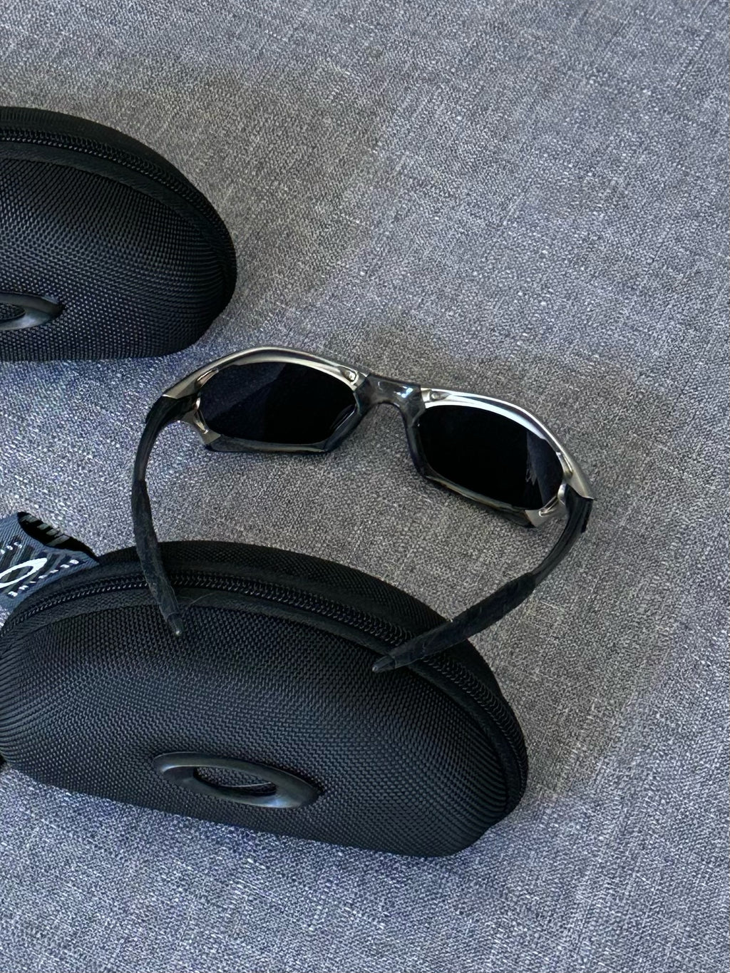 Vintage Oakley Sunglasses: Polished SILVER Frame, Black Lenses - Vintage Collectible