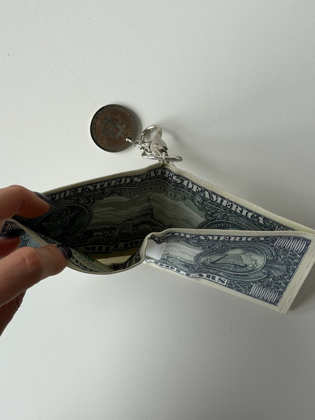 Y2K Million Dollar Bill Clip-On Wallet – Bitcoin Charm