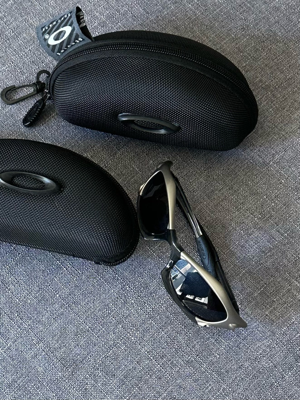 Vintage Oakley Sunglasses: Polished SILVER Frame, Black Lenses - Vintage Collectible