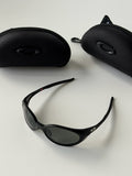Oakley Eye Jacket Sunglasses – Matte Black Frame / Black Lens | Vintage Y2K Wraparound Shades