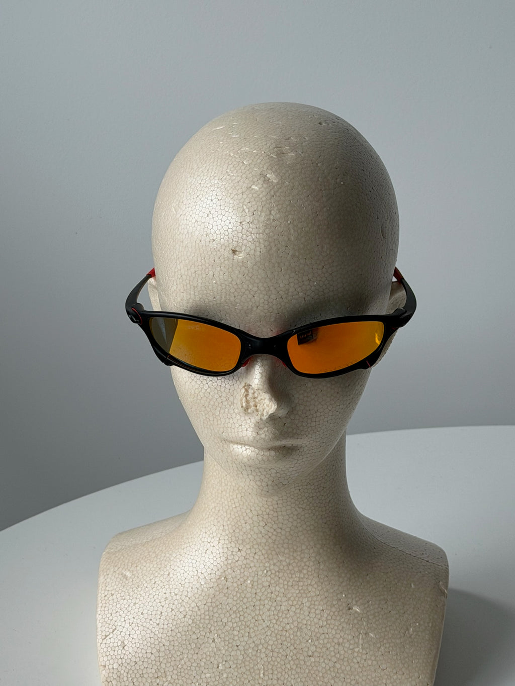 Vintage Oakley Juliet 1.0 – Black & Red Frame / Fire Orange Mirror Lens