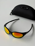 Oakley Eye Jacket Sunglasses – Black Frame / Fire Iridium Lens | Y2K Wraparound Sports Shades