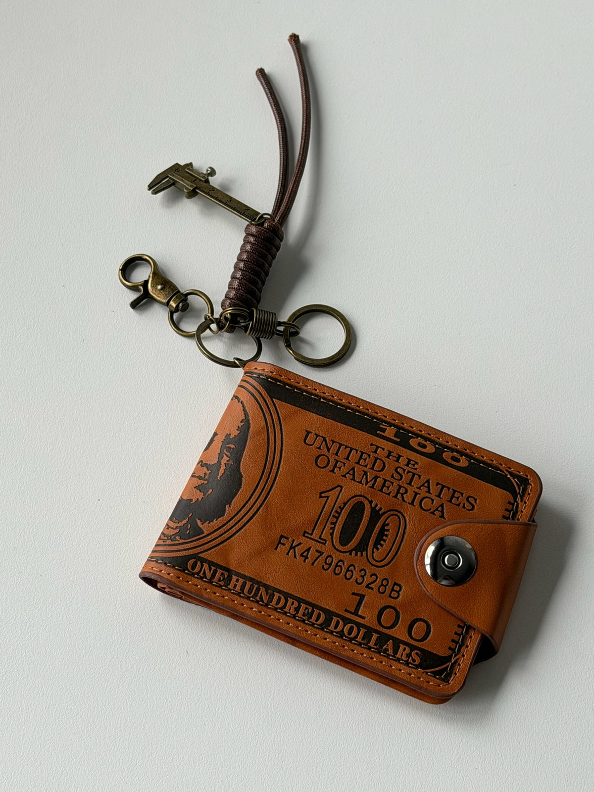 Y2K $100 Bill Clip-On Utility Wallet – Brown