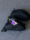Vintage Oakley Sunglasses: Silver Frame, Purple Lenses with Case