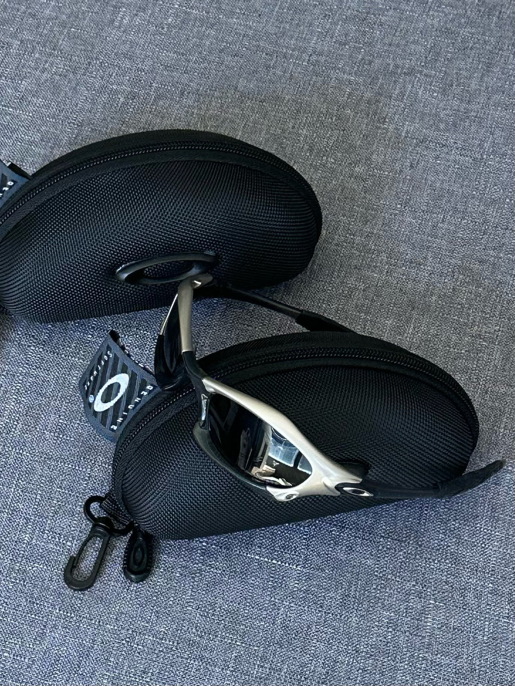 Vintage Oakley Sunglasses: Polished SILVER Frame, Black Lenses - Vintage Collectible