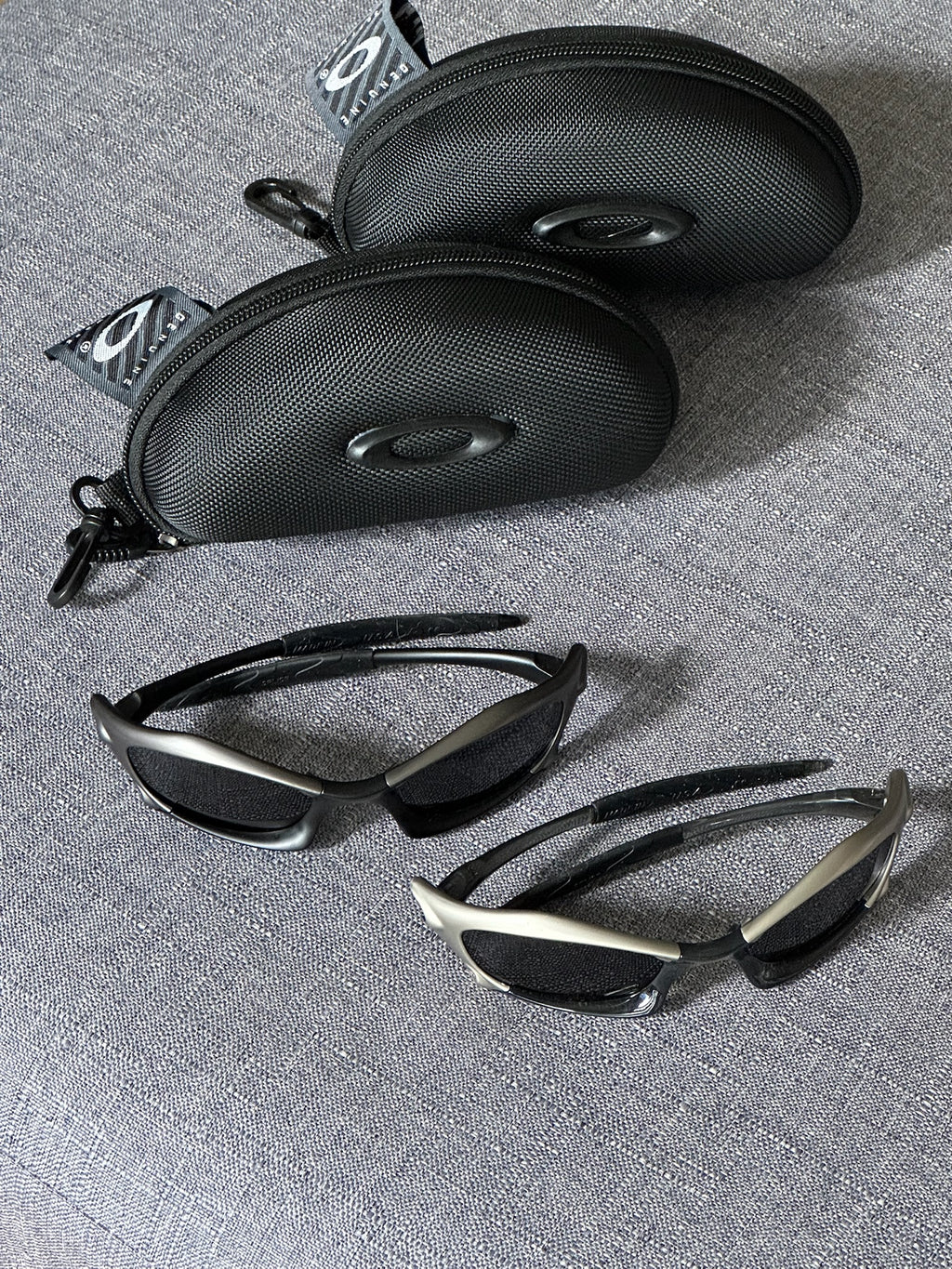 Vintage Oakley Sunglasses: Polished SILVER Frame, Black Lenses - Vintage Collectible