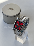 Oakley Minute Machine Watch – Silver / Red Dial