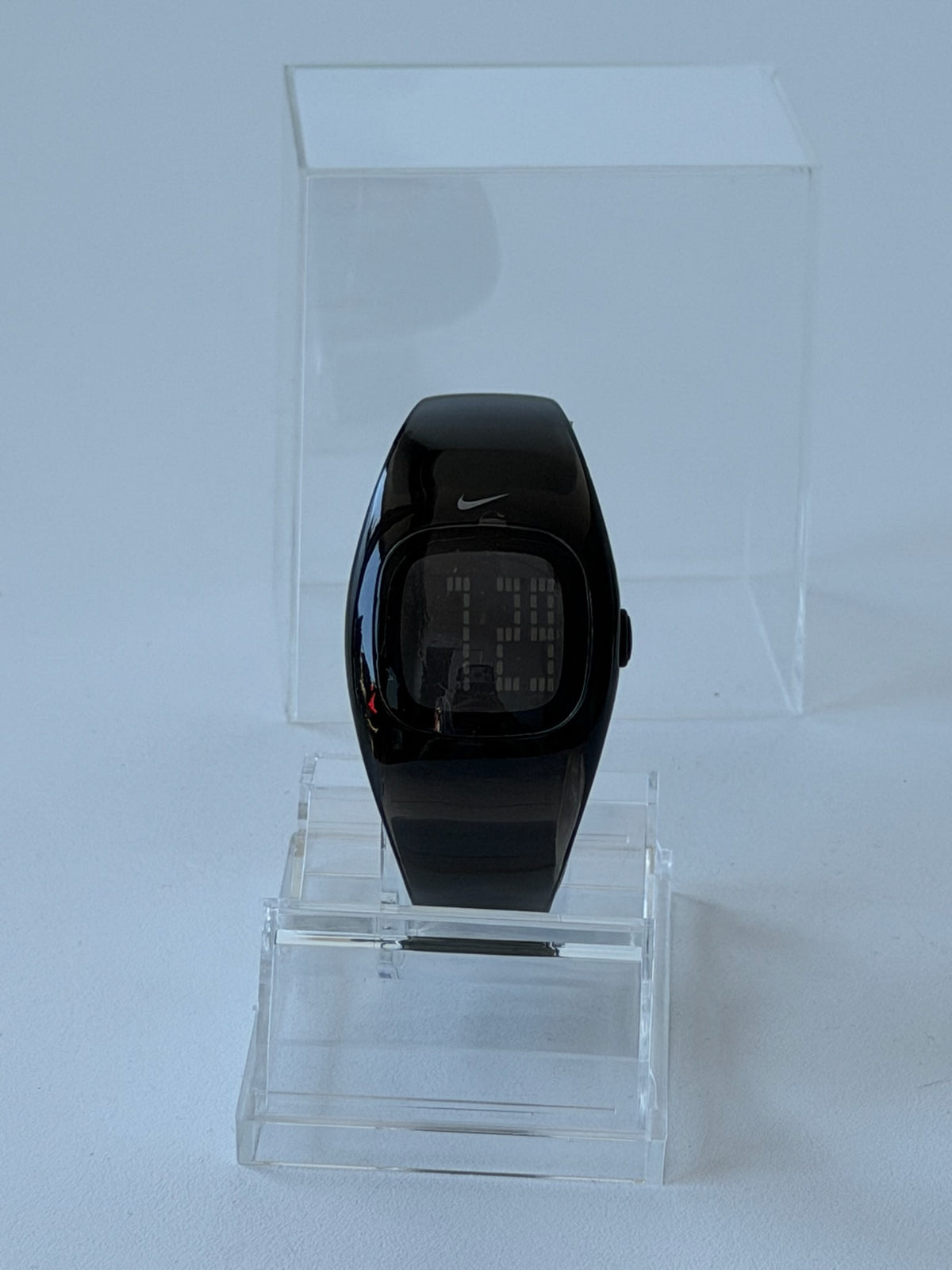 Nike Presto Digital Watch – Glossy Black / Blackout | Y2K Futuristic Cuff Watch