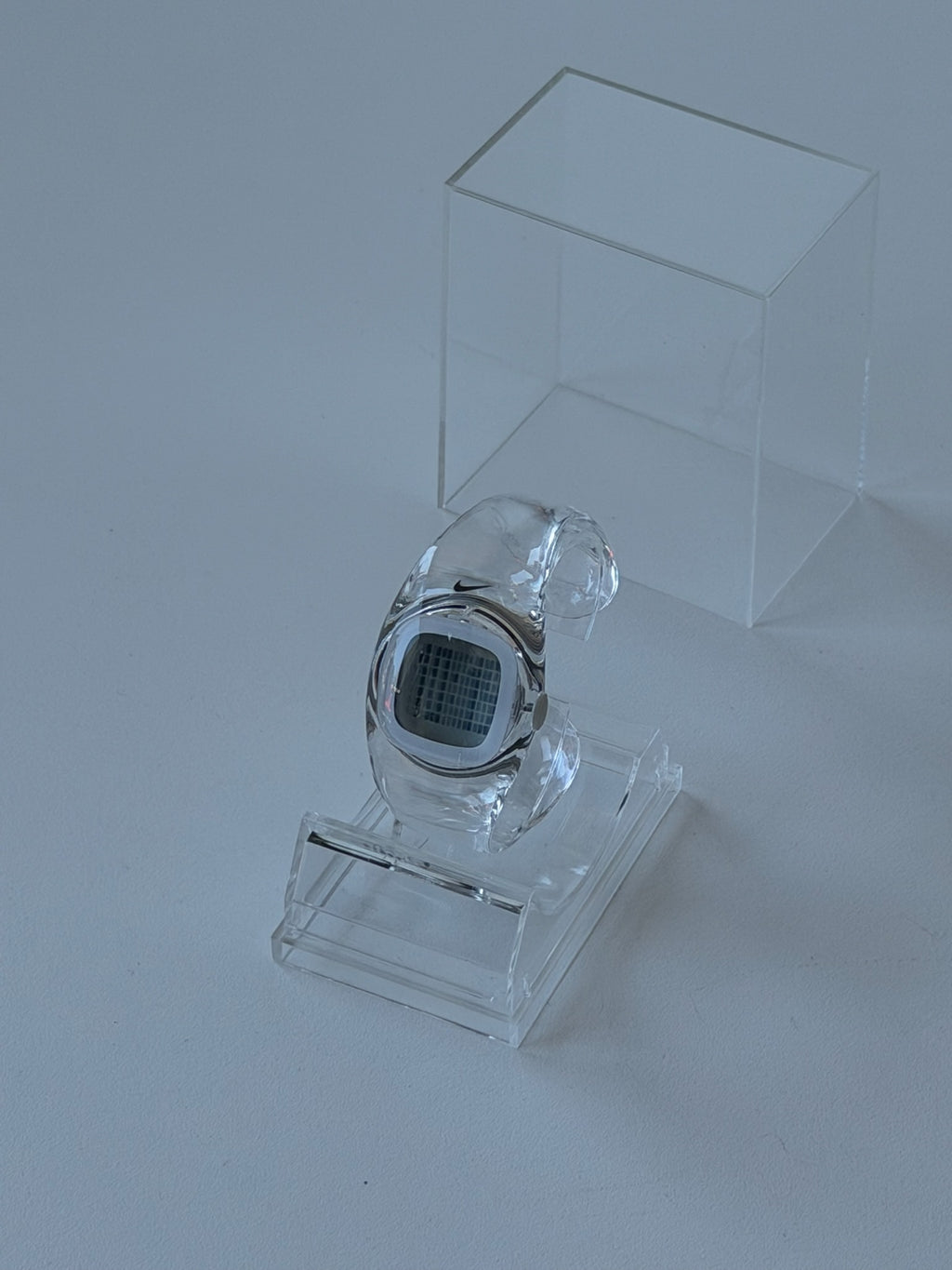 Nike Presto Digital Watch – Transparent Clear / Silver | Y2K Futuristic Cuff Watch