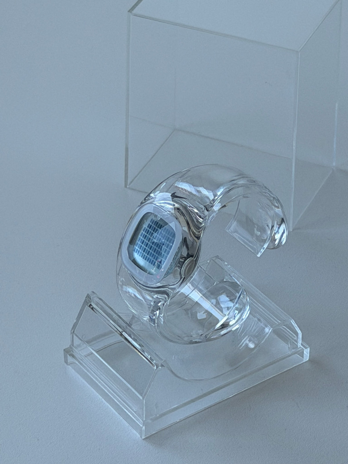 Nike Presto Digital Watch – Transparent Clear / Silver | Y2K Futuristic Cuff Watch