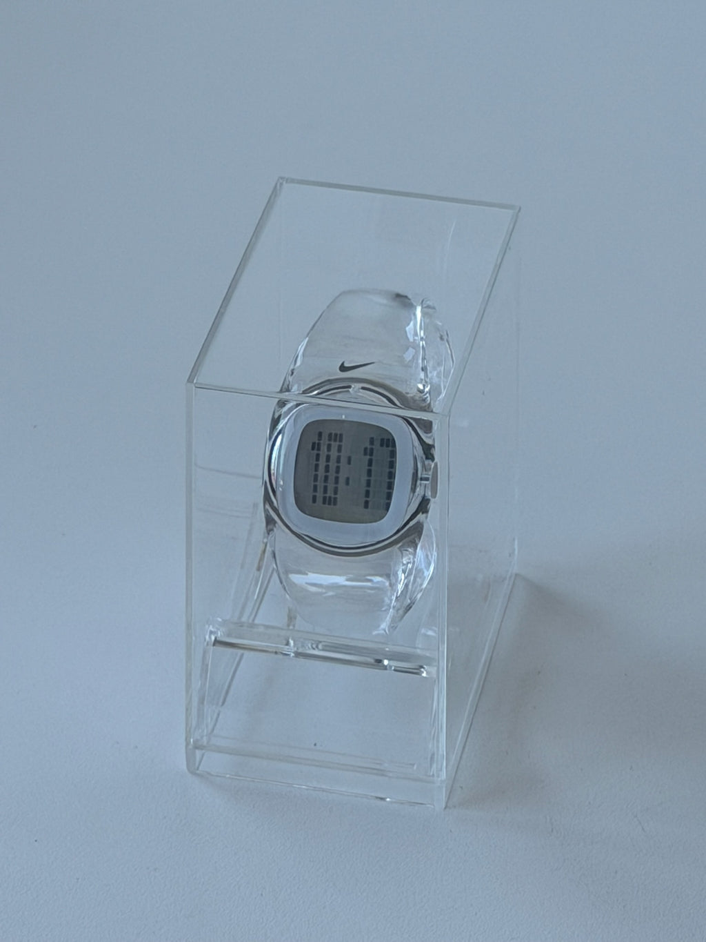 Nike Presto Digital Watch – Transparent Clear / Silver | Y2K Futuristic Cuff Watch