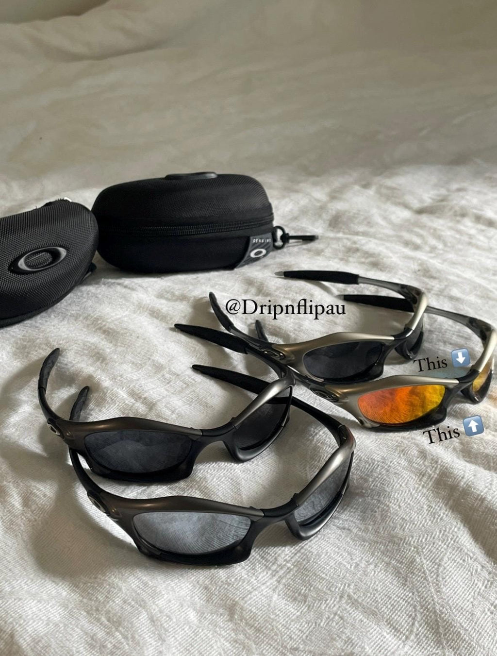 Vintage Oakley Sunglasses: Silver Frame, Fire Iridium Lenses with Case