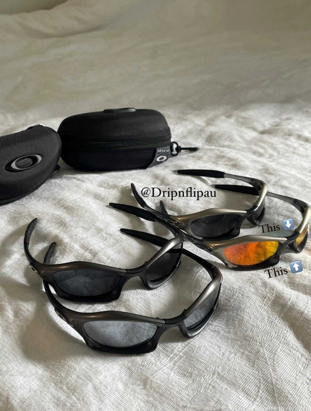 Vintage Oakley Sunglasses: Silver Frame, Fire Iridium Lenses with Case