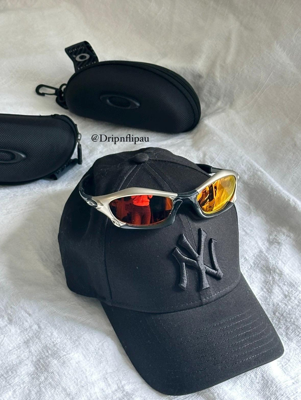 Vintage Oakley Sunglasses: Silver Frame, Fire Iridium Lenses with Case