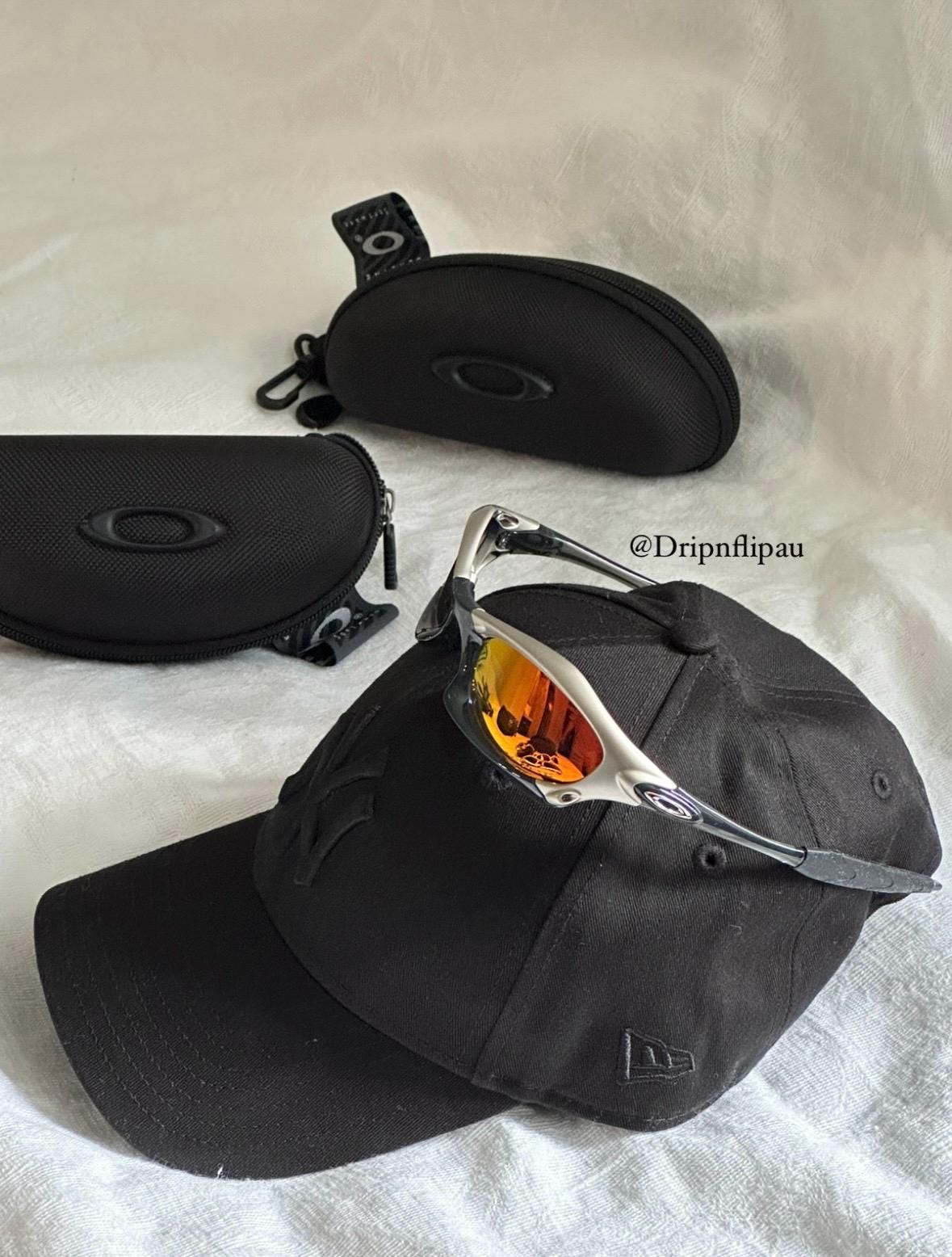 Vintage Oakley Sunglasses: Silver Frame, Fire Iridium Lenses with Case