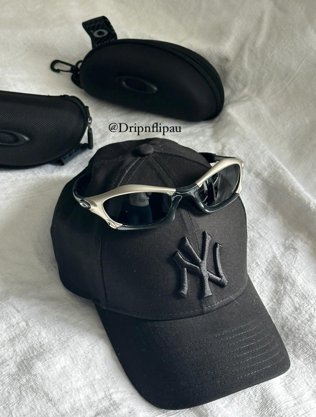 Vintage Oakley Sunglasses: Polished SILVER Frame, Black Lenses - Vintage Collectible