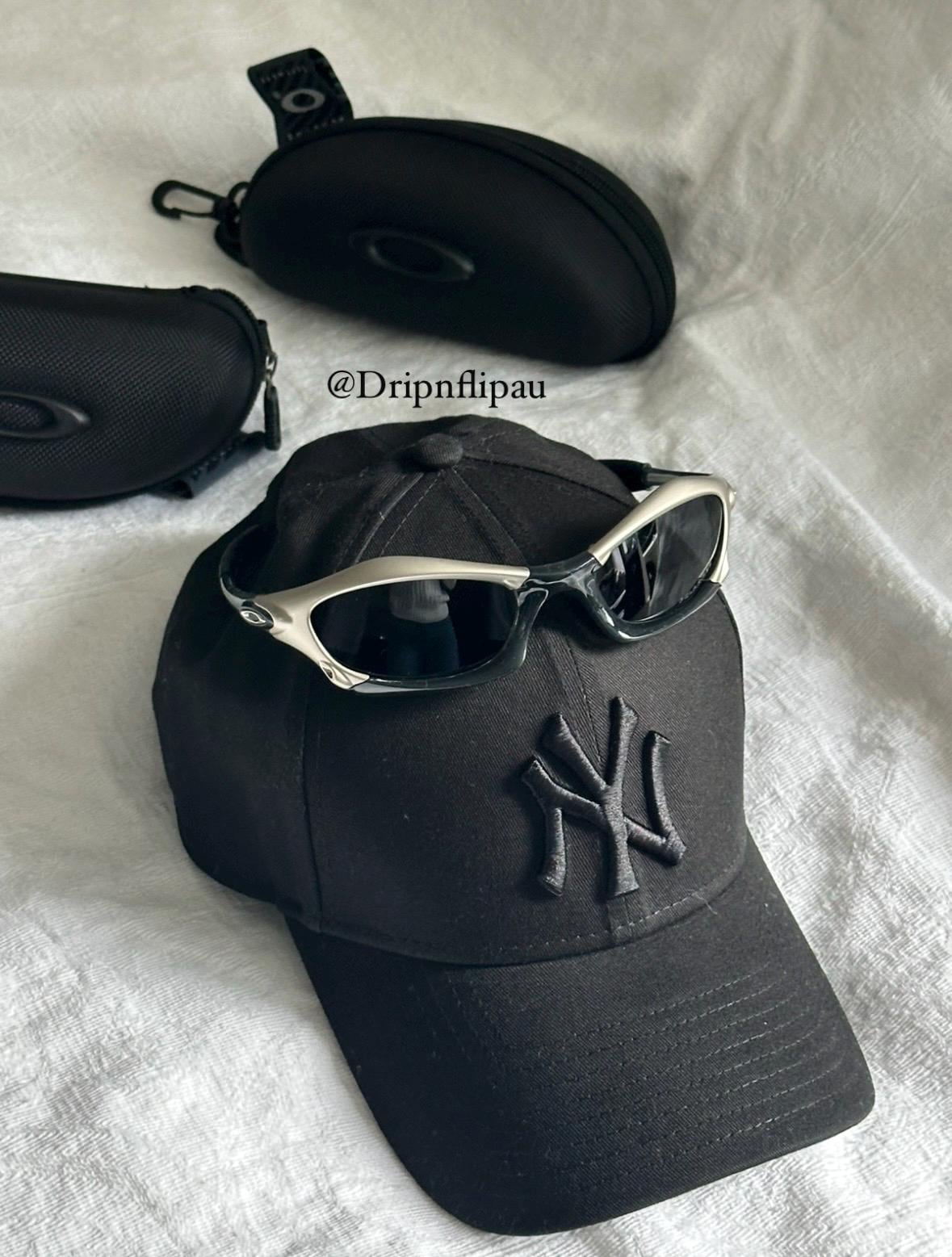 Vintage Oakley Sunglasses: Polished SILVER Frame, Black Lenses - Vintage Collectible