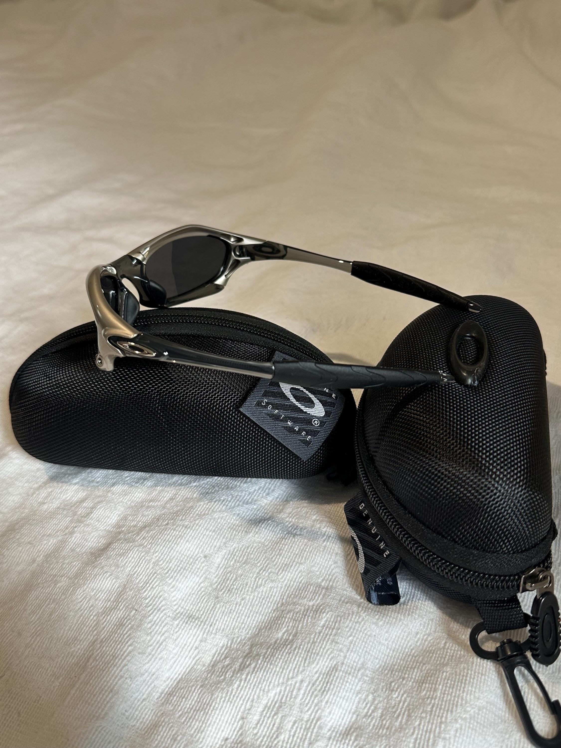 Vintage Oakley Sunglasses: Polished SILVER Frame, Black Lenses - Vintage Collectible