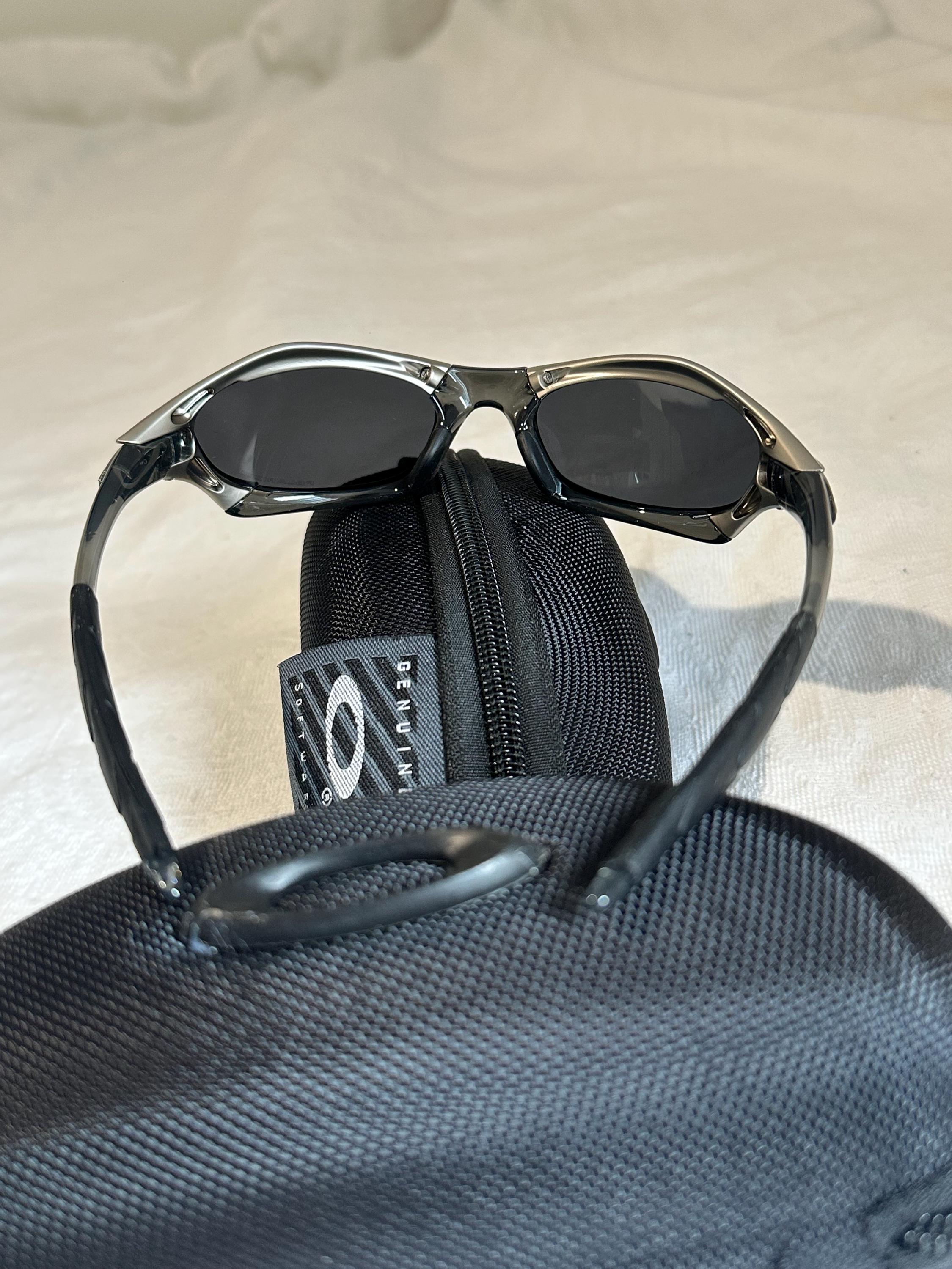 Vintage Oakley Sunglasses: Polished SILVER Frame, Black Lenses - Vintage Collectible