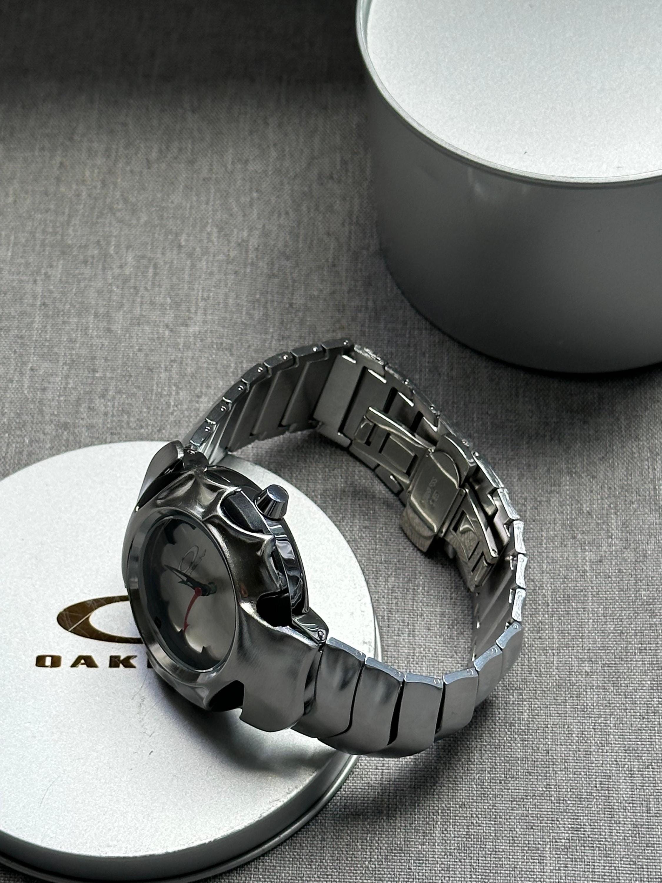 Oakley Time Tank Watch – White Dial Silver MATTE Stainless Steel, Swiss Movement, Collectible Men’s Watch