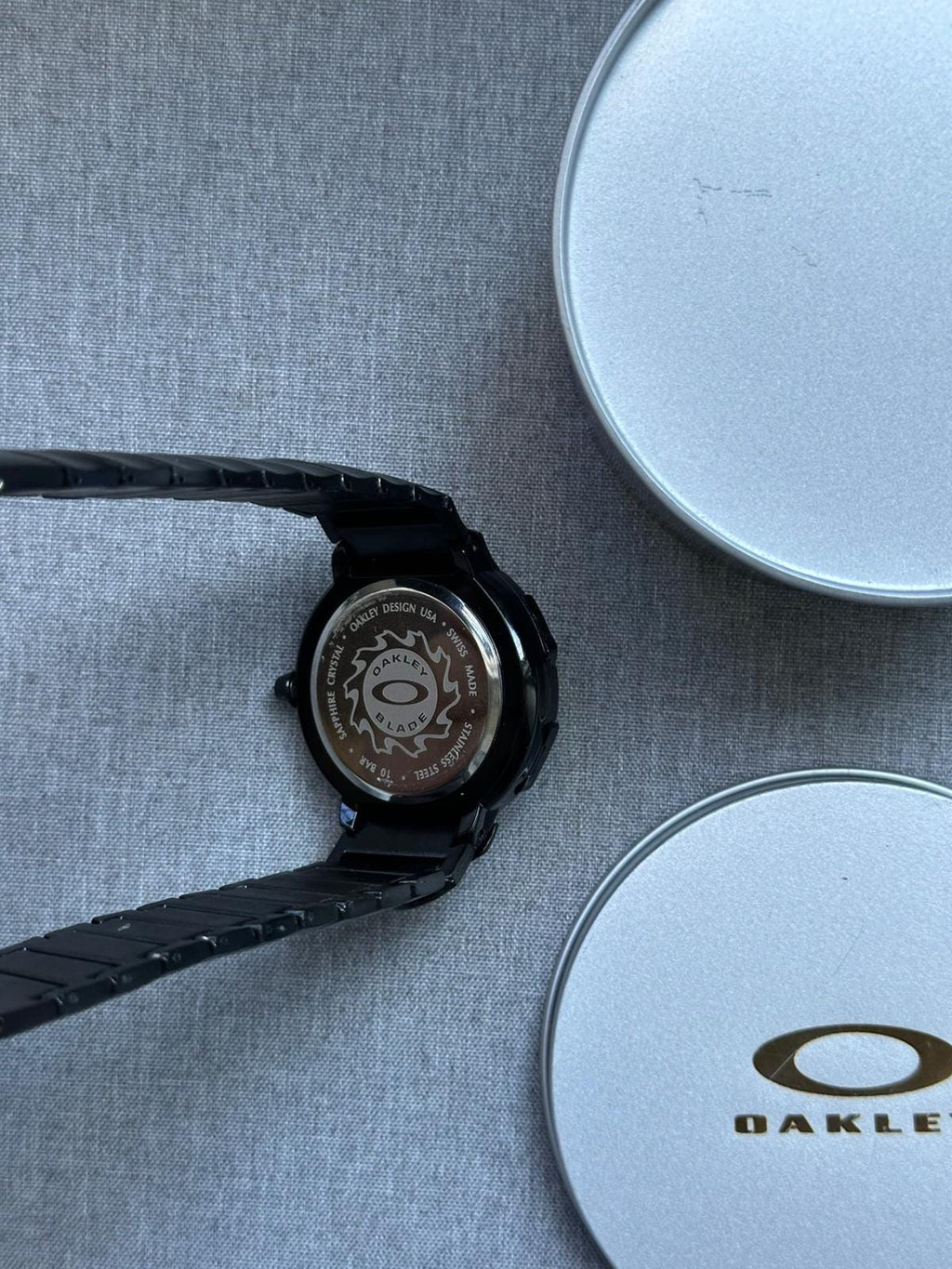 Oakley Time Tank Watch – White Dial Black MATTE Stainless Steel, Swiss Movement, Collectible Men’s Watch