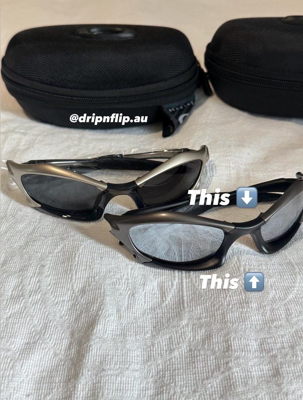 Vintage Oakley Sunglasses: Polished Charcoal Frame, Black Lenses with Case