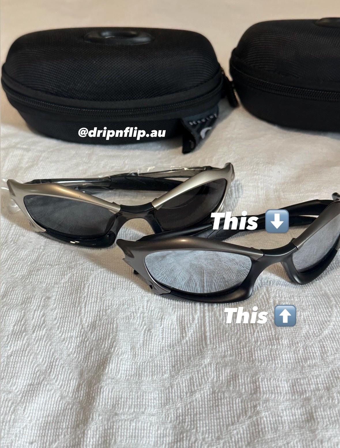 Vintage Oakley Sunglasses: Polished Charcoal Frame, Black Lenses with Case