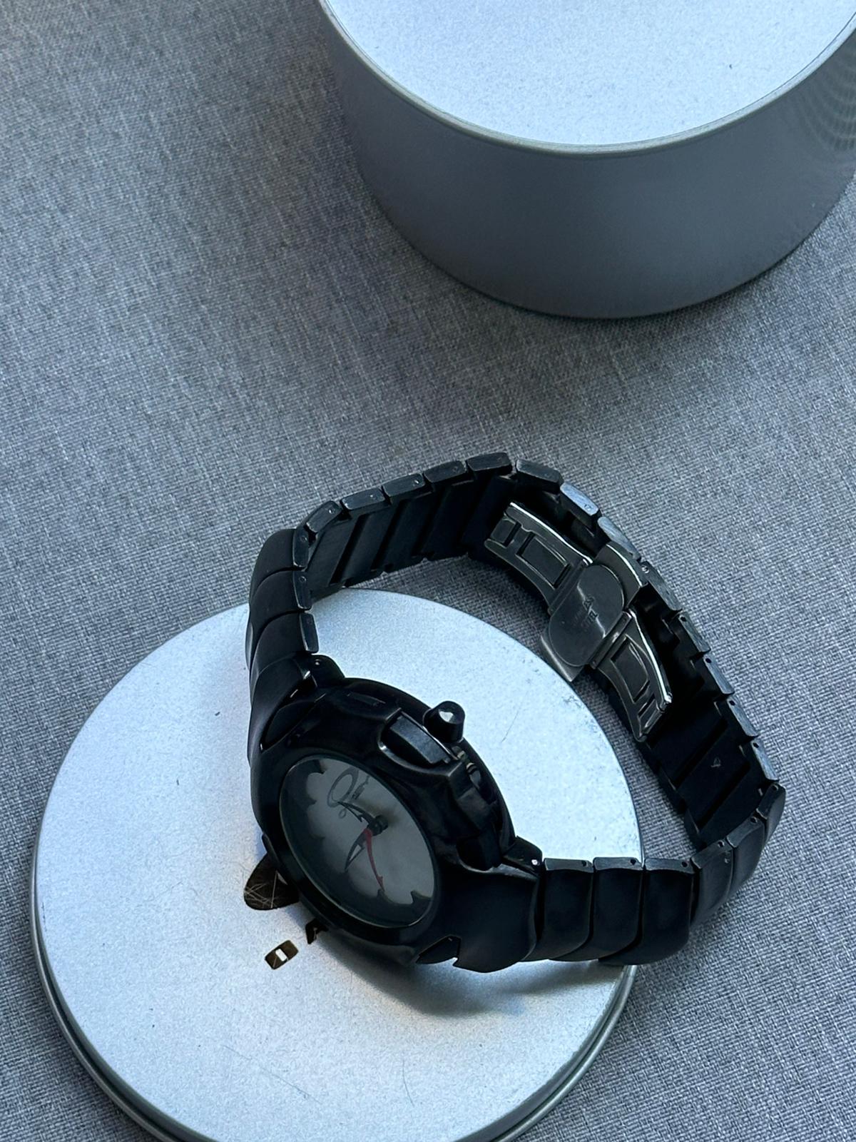 Oakley Time Tank Watch – White Dial Black MATTE Stainless Steel, Swiss Movement, Collectible Men’s Watch