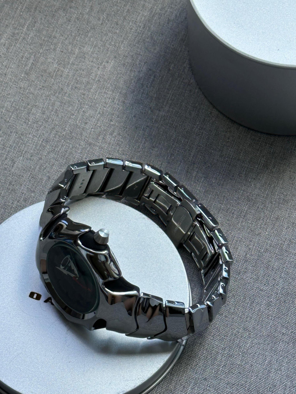 Oakley Time Tank Watch – Black dial Silver SHINY Stainless Steel, Swiss Movement, Collectible Men’s Watch