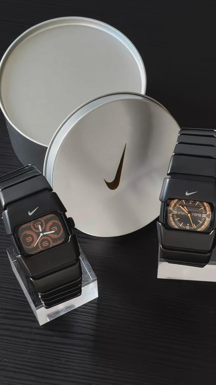 Nike D-Line Matte Black Analogue Watch with Orange Dial | Rare Collectible | Unisex Retro Sports Timepiece