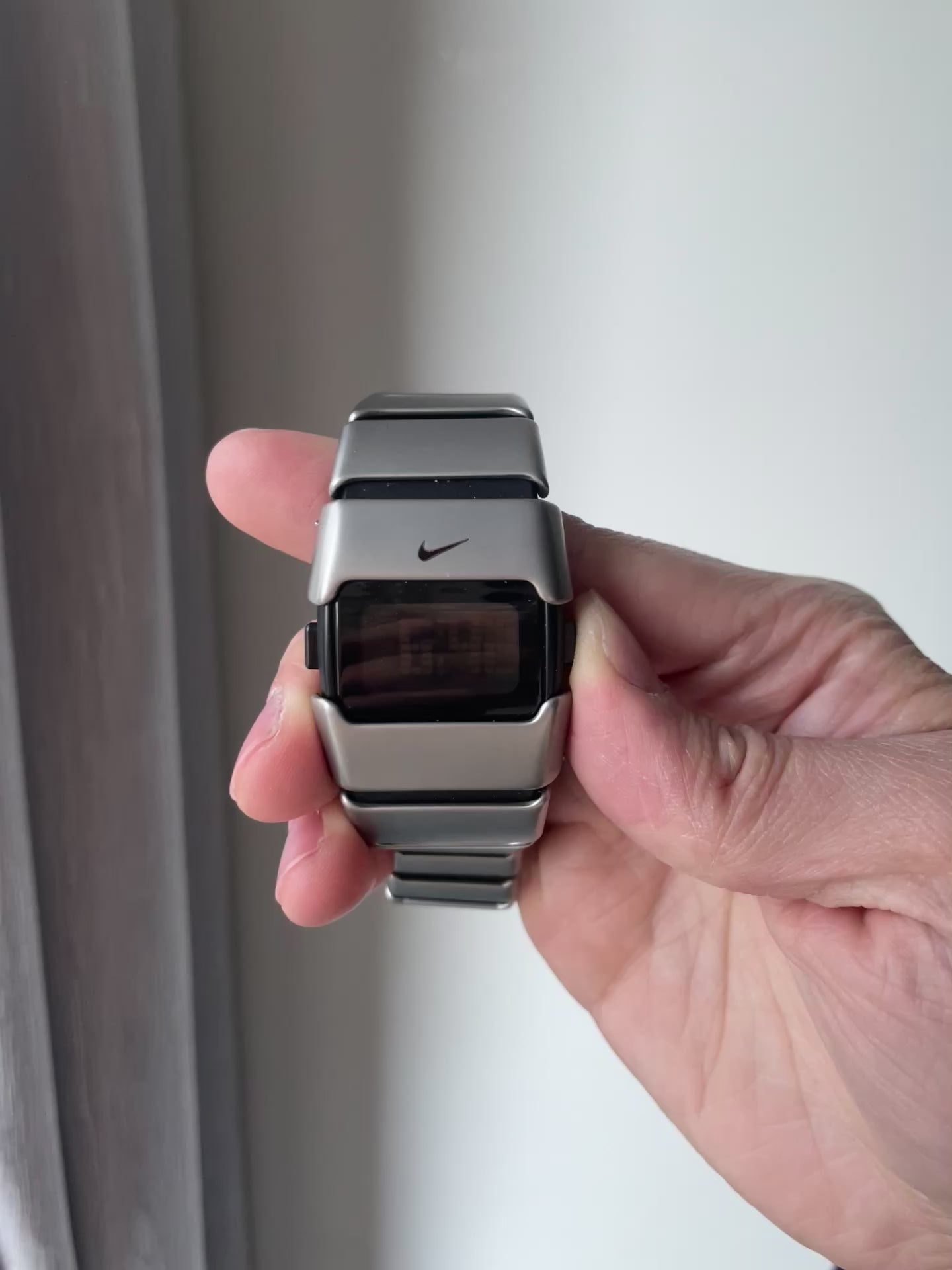 Nike D-Line Shiny Silver Digital Watch | Rare Collectible | Unisex Retro Sports Timepiece