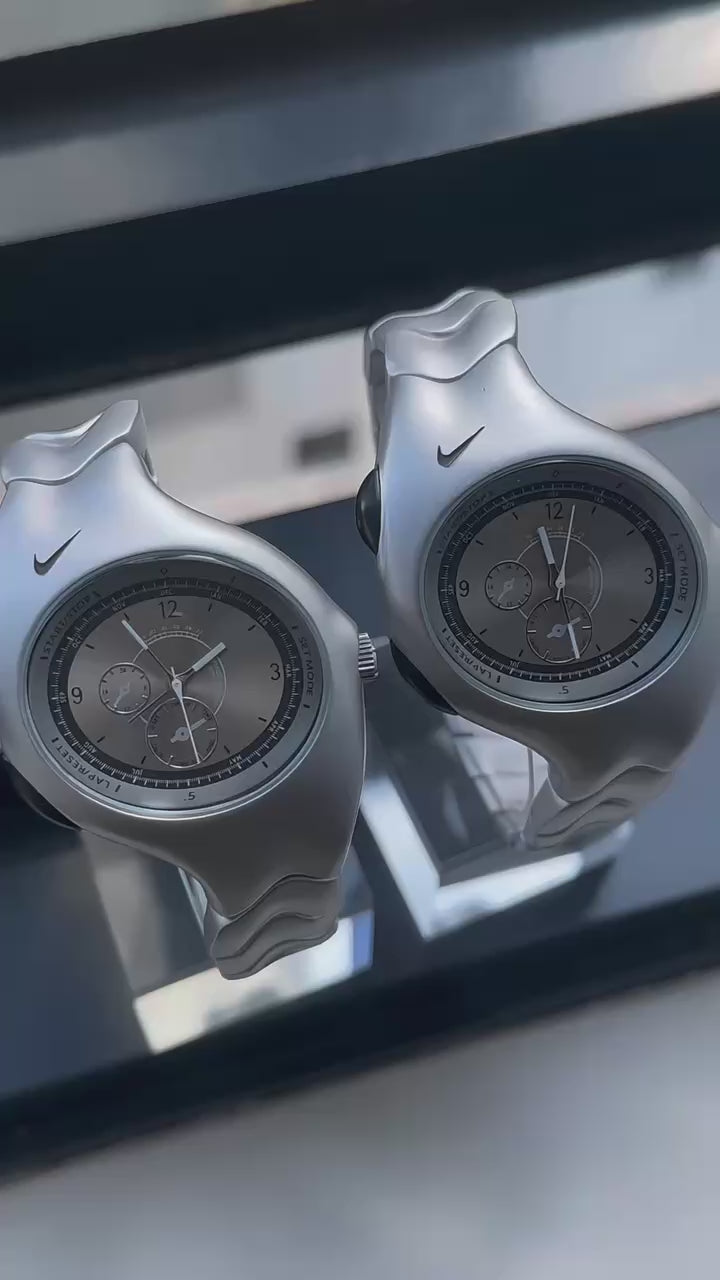 Nike Triax Chronograph Watch Matte Silver – Vintage Grey Stainless Steel Sports Watch, Rare Collectible Timepiece